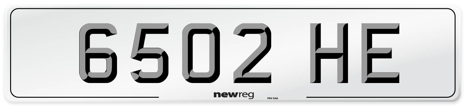 6502 HE Number Plate from New Reg